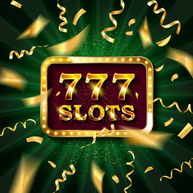 Uçan altın konfeti ile altın slot makinesi