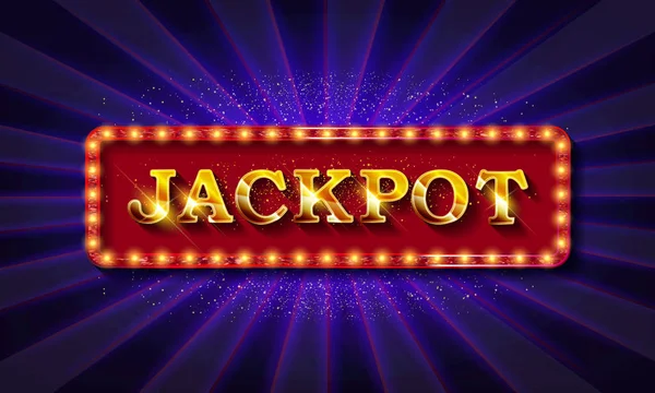 Zářící retrocední nápis jackpot — Stockový vektor