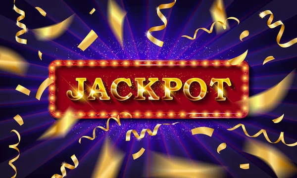 Zářící retrocední nápis jackpot — Stockový vektor