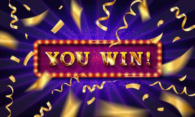 Sen renkli altın konfeti üzerinde metin kazanın