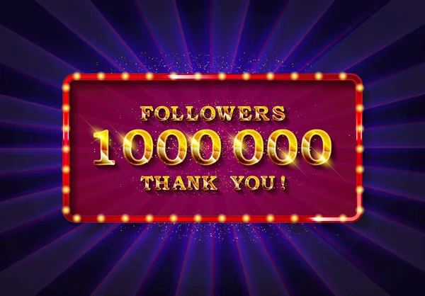 1 миллион подписчиков благодарят вас золотой иллюстрацией . — стоковый вектор