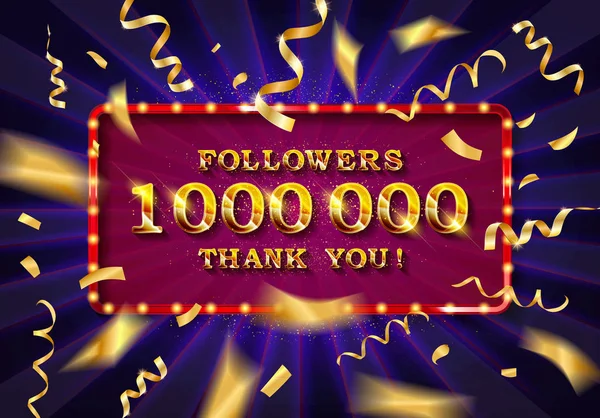 1 milyon takipçileri altın illüstrasyon teşekkür ederim.