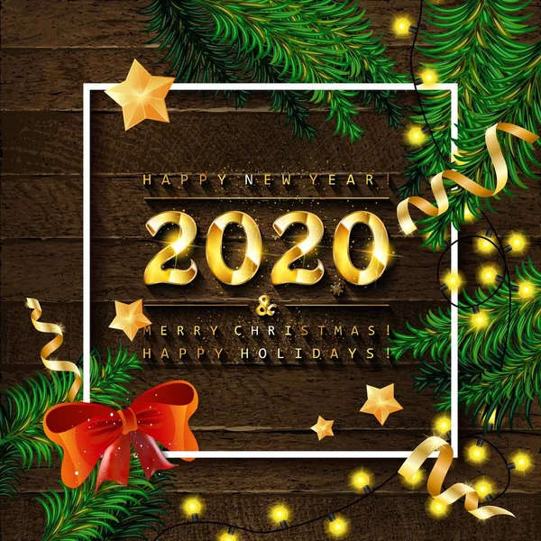 Frohe Weihnachten und ein gutes neues Jahr 2020. — Stockvektor