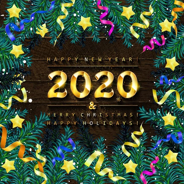 Buon Natale e Felice Anno Nuovo 2020 . — Vettoriale Stock