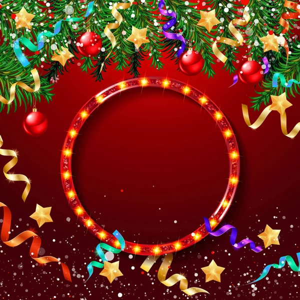 Cadre rouge et or Noël — Image vectorielle