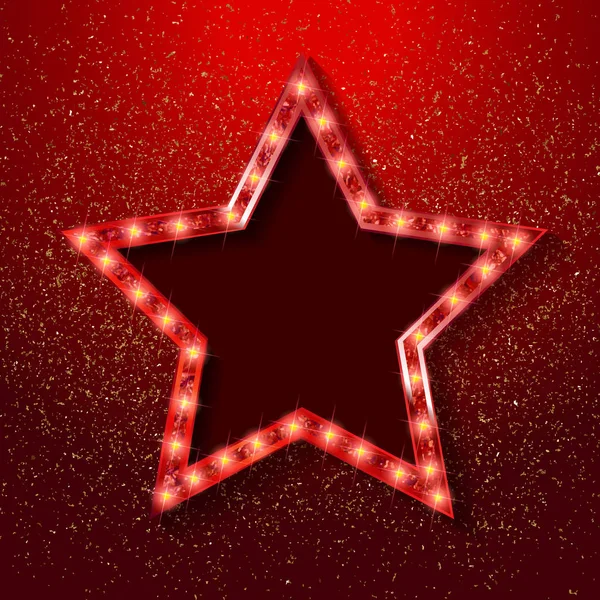 Gold star on a festive red star — Stock Vector