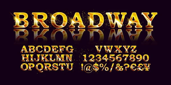 Gold Broadway font — Stock Vector