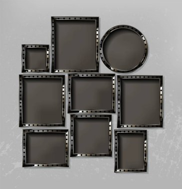 Çerçeve vektörü. Vintage duvardaki resim ya da resim. Vektör illüstrasyonu