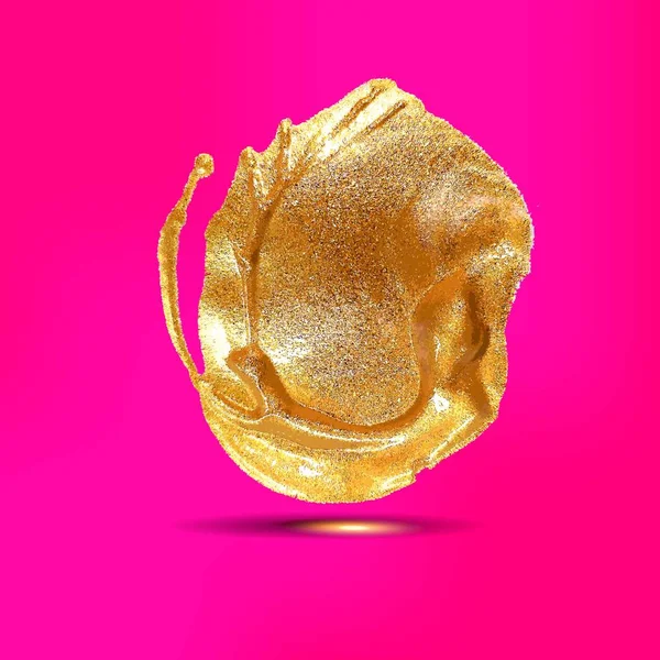 Goldfarbener Acrylfleck Auf Rosa Hintergrund Vektorillustration — Stockvektor
