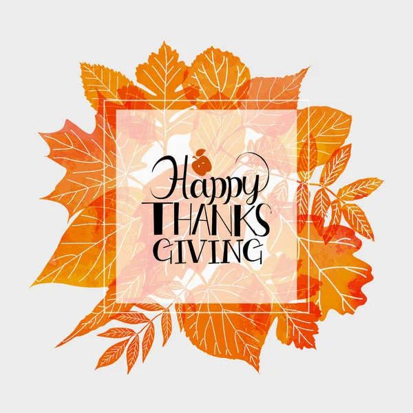 Hand Drawn Happy Thanksgiving Lettering Typography Poster Celebration Quotation Textured — Stock Vector