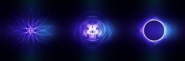 Kutsal geometri seti, soyut ve aydınlık bir arkaplan. Broşür, web sitesi, el ilanı, baskı, poster ve diğer tasarım için vektör dijital grafikleri