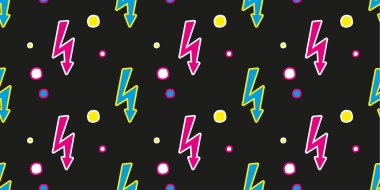 Fermuarlı kusursuz desen. El çizimi, çocuklar çizim yapıyor. Soyut bir arkaplan. Parlak, renkli çizimler. Vektör illüstrasyonu