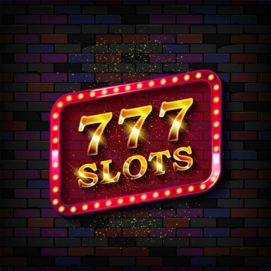 Banner Lucky Seven kumar makinesinde. Vektör illüstrasyonu