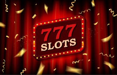 Banner Lucky Seven kumar makinesinde. Vektör illüstrasyonu