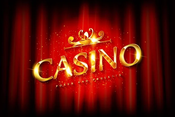 Inscription Casino Neon Lamps Vector Illustration Glowing Text Casino Golden — Stock Vector