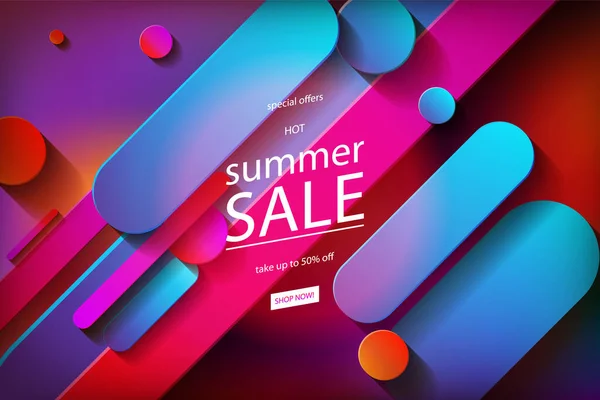 Zomer Verkoop Banner Template Ontwerp Vectorillustratie — Stockvector