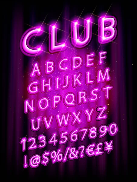 Vector Violet Roze Neon Lamp Cinema Lettertype Vectorillustratie — Stockvector