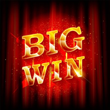 Online kumarhane, poker, rulet, kumar makineleri, kart oyunları için büyük galibiyet afişi. Vektör illüstratörü.