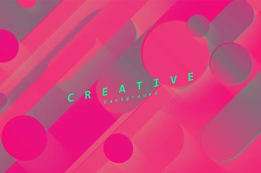 Kağıt kartlı vektör arkaplan ve soyut renkli şekiller. Modern malzeme tasarım tarzında modaya uygun neon çizgiler ve daireler..