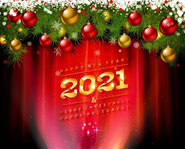 Šťastný Nový Rok Roku2021 Krásná Pohlednice Horizontální Vánoční Plakáty Blahopřání — Stockový vektor