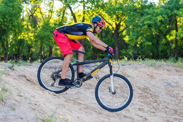 Paseos Bicicleta Través Del Bosque Enduro Estilo Vida Activo — Foto de Stock