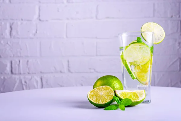 Glass of cold lemonade, copy space. — Stock Photo, Image