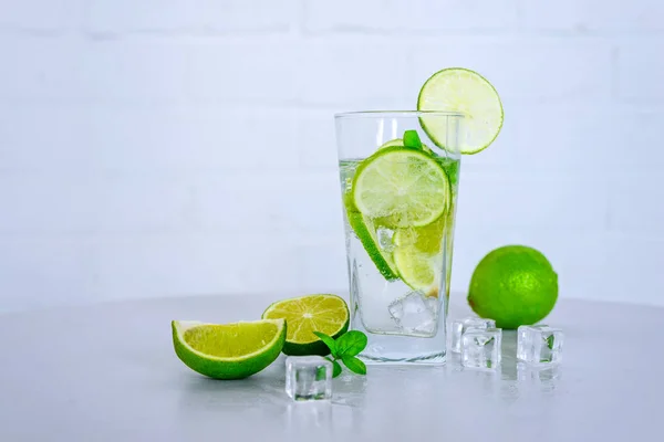 Glass of cold lemonade, copy space. — Stock Photo, Image