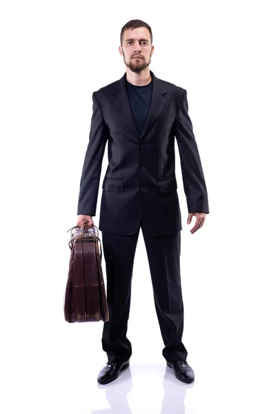 Bearded Man Business Suit White Background Business Style — Stock Photo, Image