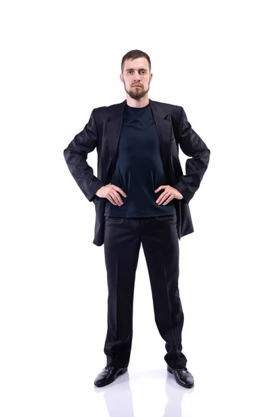 Bearded Man Business Suit White Background Business Style — Stock Photo, Image