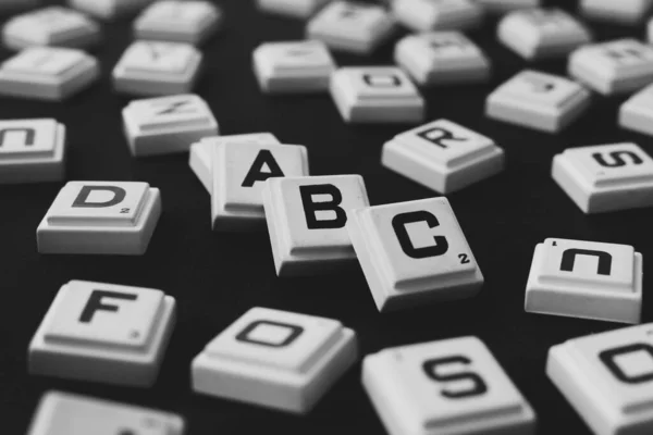 Abc Gioco Parole Sfondo Bianco Nero Contesto — Foto Stock