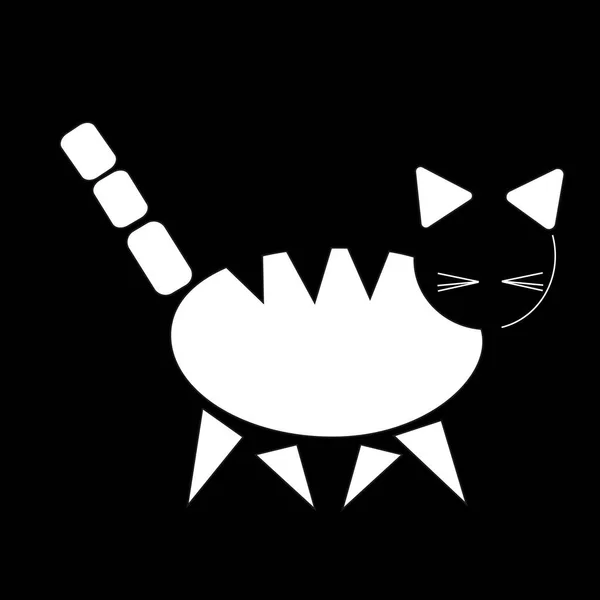 Ilustración esquemática vectorial de un gato sobre un fondo negro — Vector de stock
