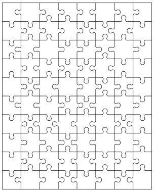 Beyaz jigsaw puzzle, illüstrasyon ayrı parçaları