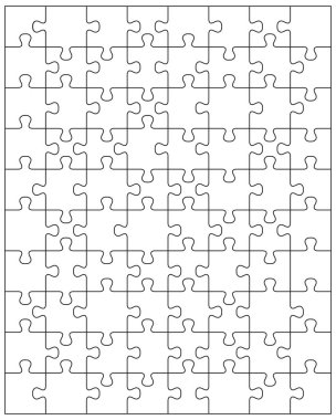 Beyaz jigsaw puzzle, illüstrasyon ayrı parçaları