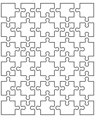 Beyaz jigsaw puzzle parçaları ayrı