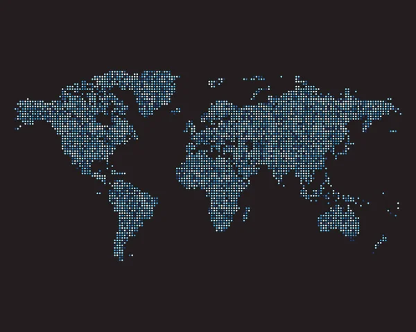 青いドット ベクトル図で作られた世界地図 — ストックベクタ