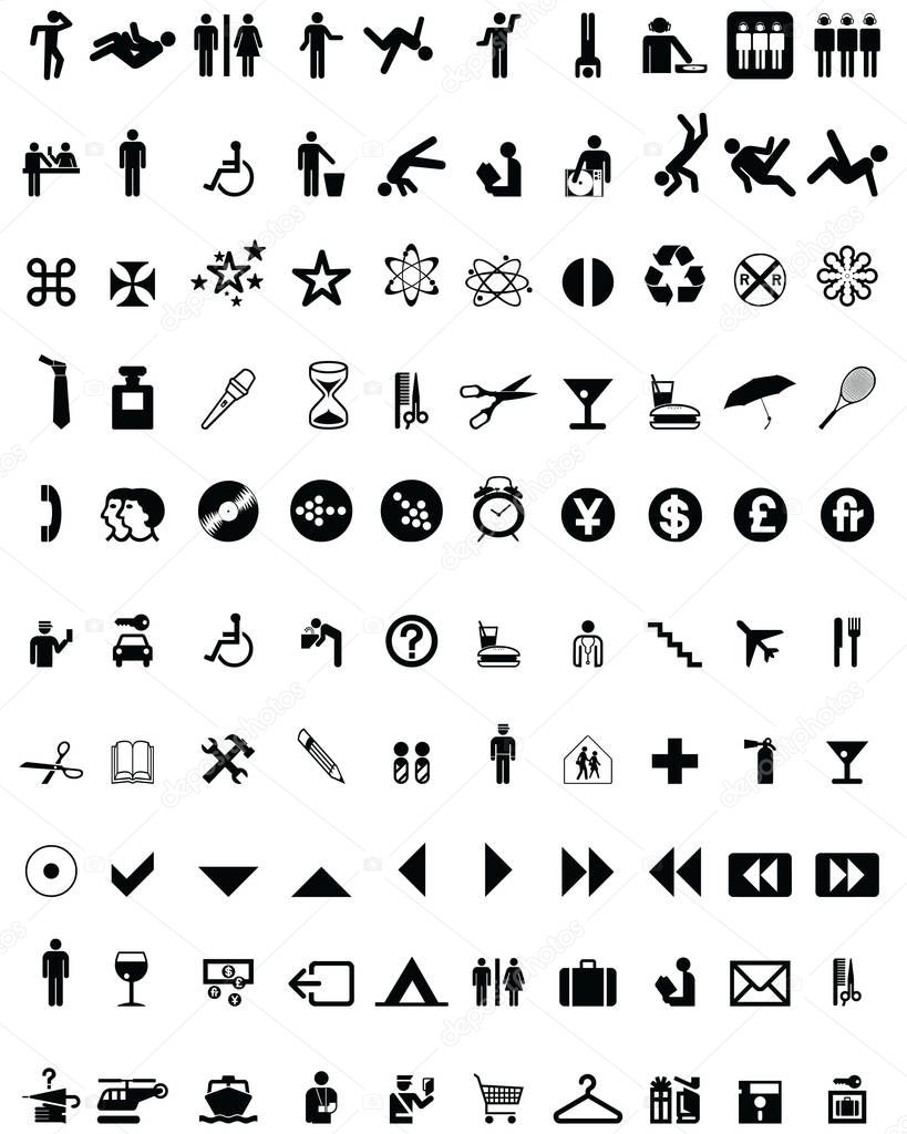 Set of different icons on a white background