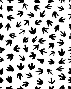 Pençeleri dinozor beyaz bir arka planda kesintisiz baskılar