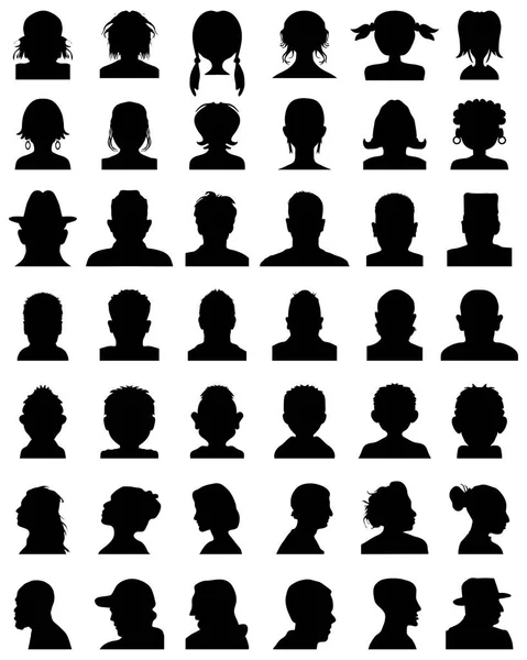 Männliche Und Weibliche Kopf Silhouetten Avatar Profil Symbole — Stockvektor