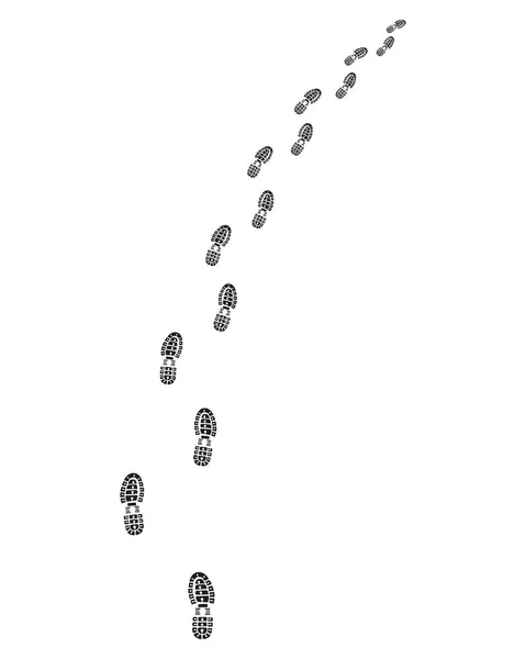 Empreintes Chaussures Sur Fond Blanc Tourner Droite — Image vectorielle