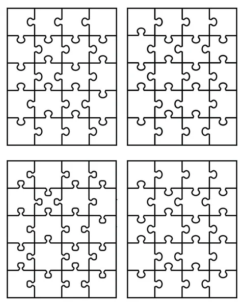 Vectorillustratie Van Vier Legpuzzels Geïsoleerde Stukken — Stockvector