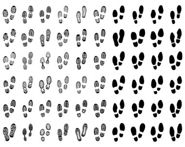 Black prints of shoes on a white background, vector clipart
