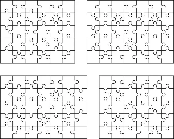 Vektor Illusztráció Négy Különböző Fehér Rejtvények Külön Darabok — Stock Vector