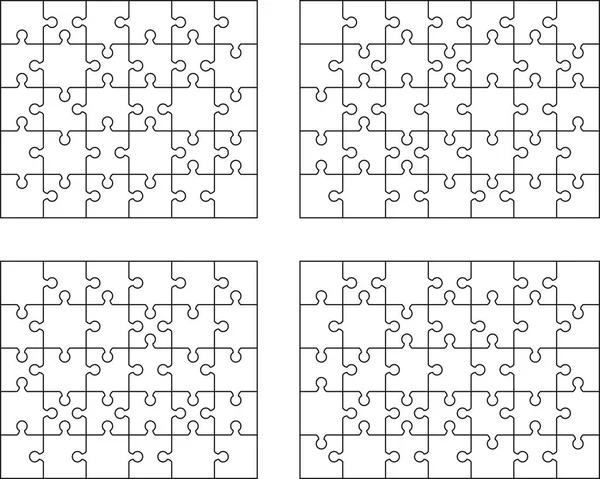 Vector Illustratie Van Vier Verschillende Witte Puzzels Aparte Stukjes — Stockvector