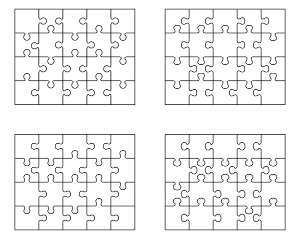 Ilustración Vectorial Diferentes Rompecabezas Blancos Piezas Separadas — Vector de stock