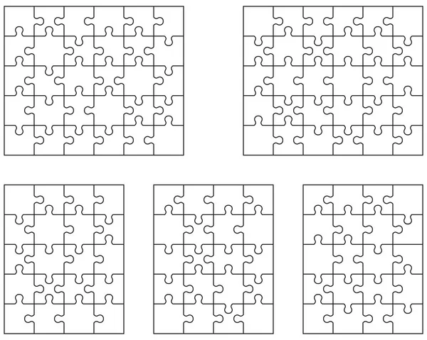 Illustration Vectorielle Différents Puzzles Blancs Pièces Séparées — Image vectorielle