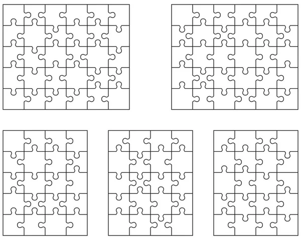 Vector Illustration Different White Puzzles Separate Pieces Stock Illustration