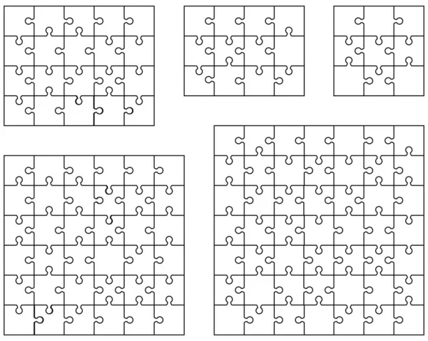 Illustration Vectorielle Cinq Puzzles Blancs Différents Pièces Séparées — Image vectorielle