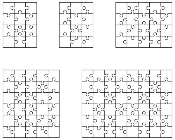 Vector Illustration Five Different White Puzzles Separate Pieces Vector Graphics