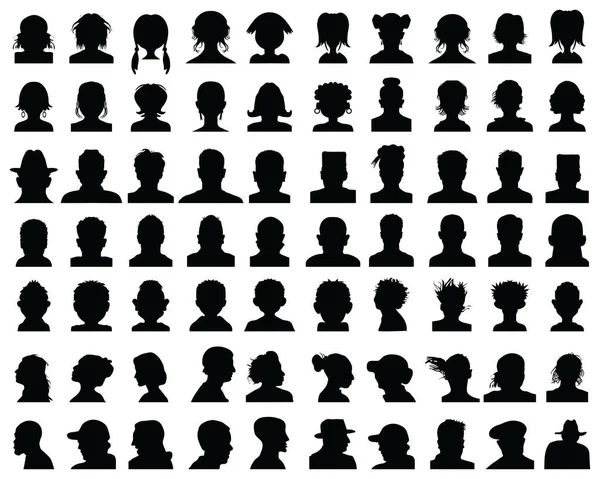 Silhouetten Van Mensenhoofden Avatar Profielen Een Witte Achtergrond — Stockvector