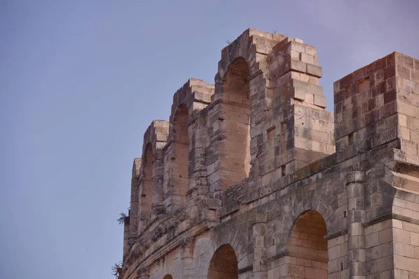 The ruins of ancient roman amphitheater in El-Jem. The largest c